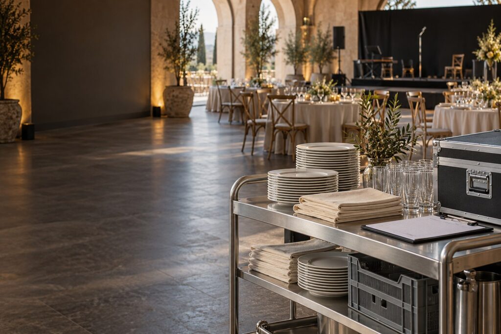Material de catering preparado para un evento